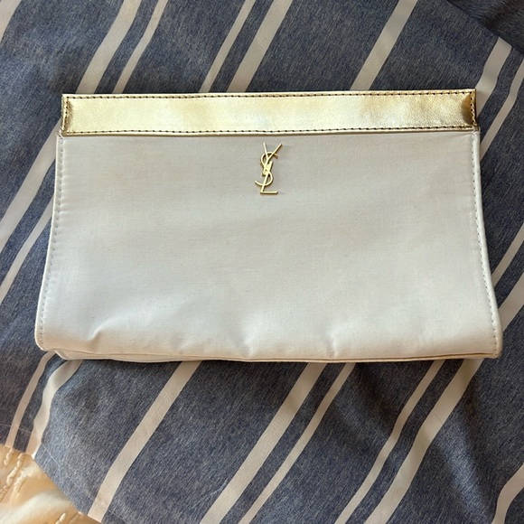 Yves Saint Laurent Gold and Cream Clutch - Picture 1 of 10